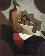 Juan Gris the red blanket  on the table painting
